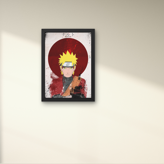 Framed wall art featuring Naruto Uzumaki from the anime Naruto, ideal for anime wall decor and modern wall art design for bedrooms or living rooms.