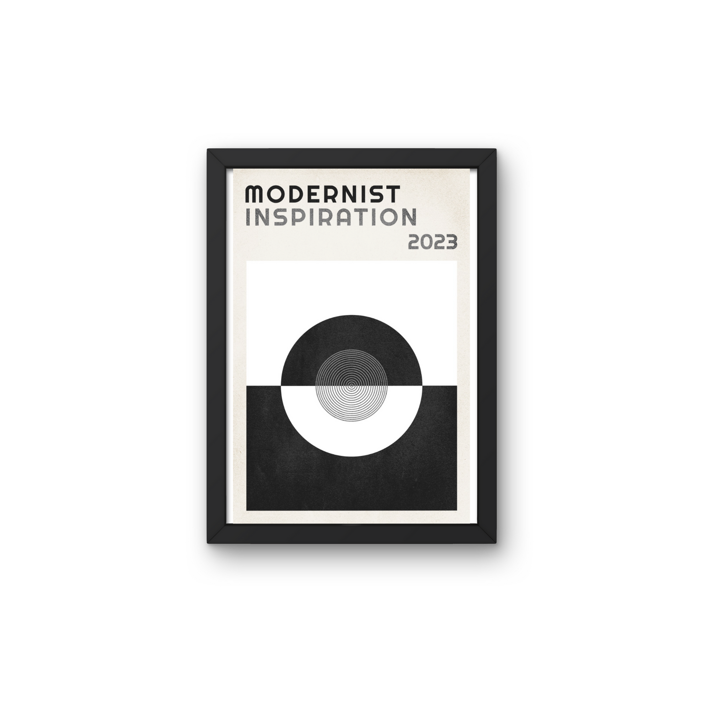 Black and white modernist-inspired wall art poster, framed for minimalist interior wall decor.




