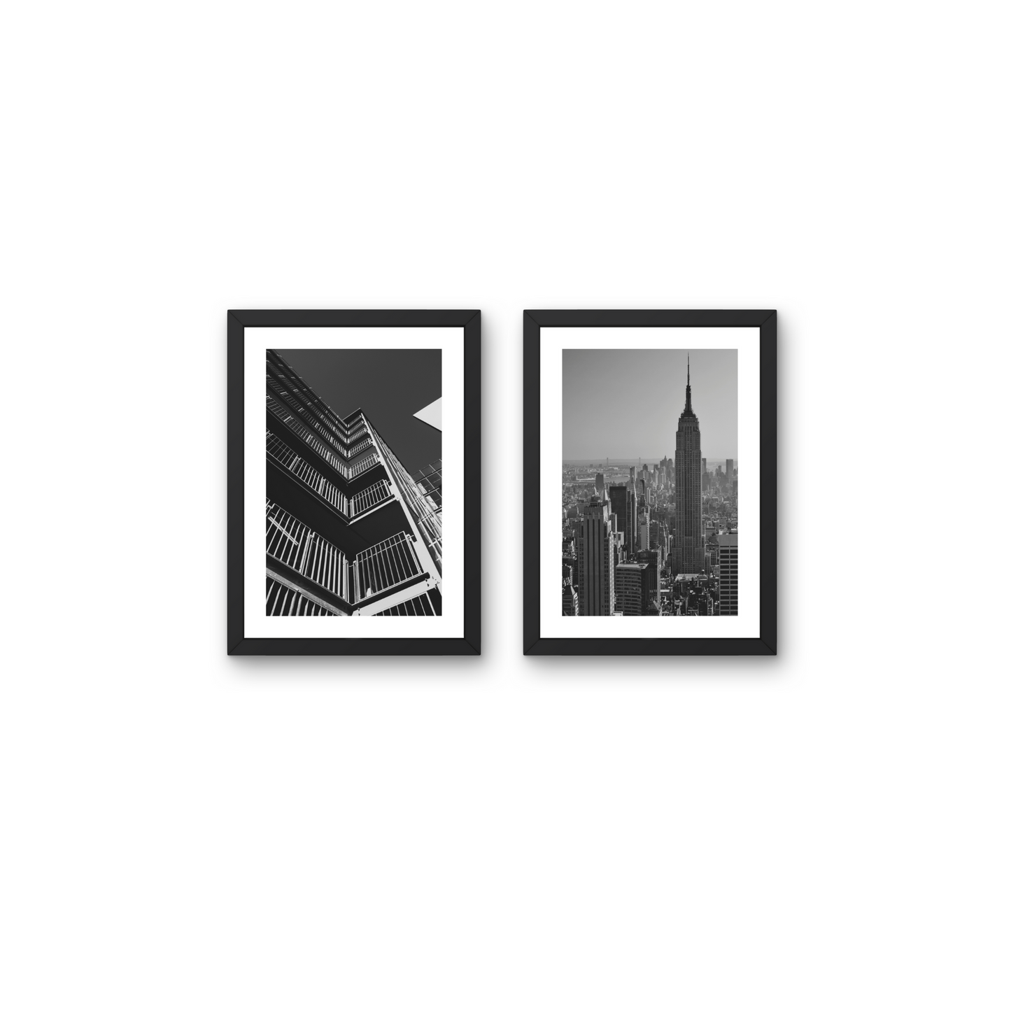 Abstract wall art of urban reflections in a minimalist black and white design.




